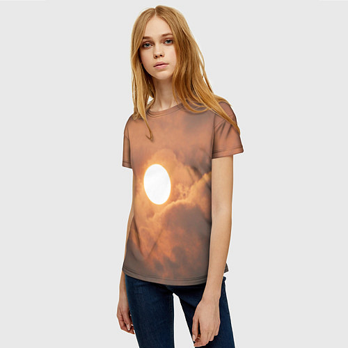 Женская футболка Бронзовое солнце / 3D-принт – фото 3