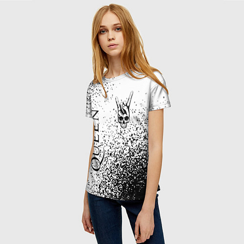 Женская футболка Queen и рок символ на светлом фоне / 3D-принт – фото 3