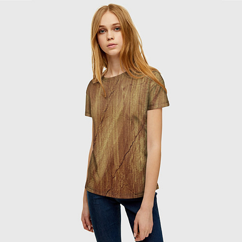 Женская футболка Деревянная текстура / 3D-принт – фото 3