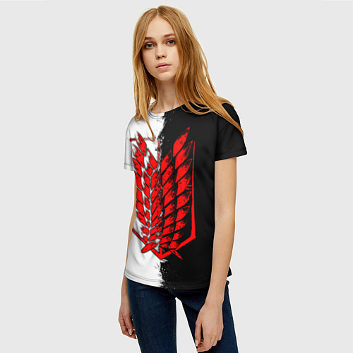 Женская футболка Атака титанов - Красный Разведкорпус / 3D-принт – фото 3