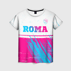Футболка женская Roma neon gradient style: символ сверху, цвет: 3D-принт