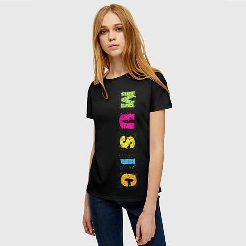 Женская футболка Music разноцветная музыка / 3D-принт – фото 3