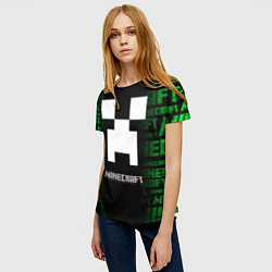 Футболка женская Minecraft - green creeper, цвет: 3D-принт — фото 2