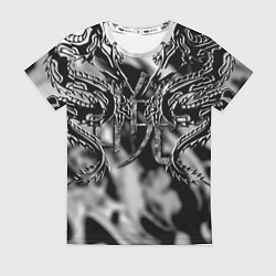 Женская футболка Оттенки серого черные трайбл драконы татуировка