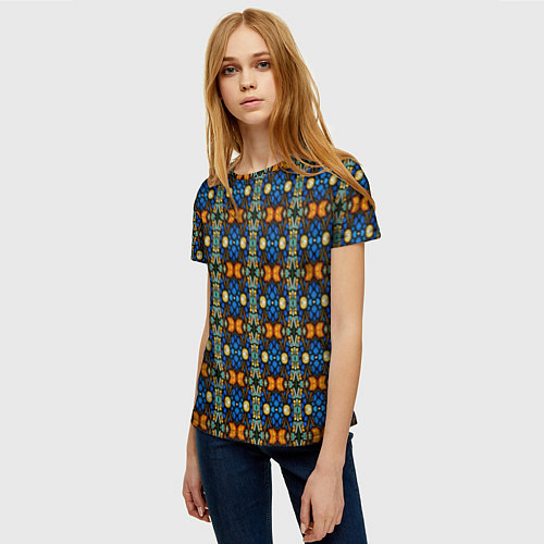 Женская футболка Витражи - ромбики / 3D-принт – фото 3