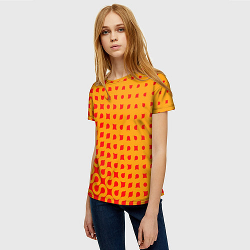 Женская футболка Оранжевая абстракция / 3D-принт – фото 3
