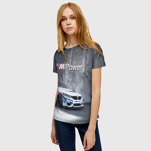 Женская футболка BMW M4 GT4 - racing team - motorsport / 3D-принт – фото 3