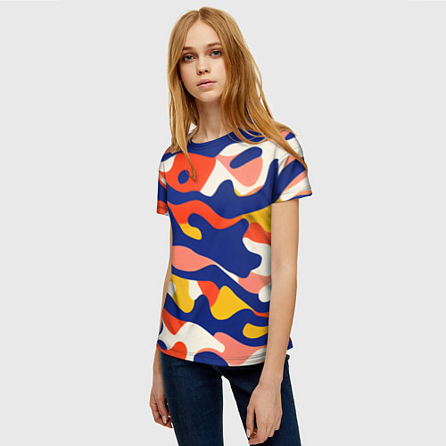 Женская футболка Камуфляж нестандартной расцветки / 3D-принт – фото 3