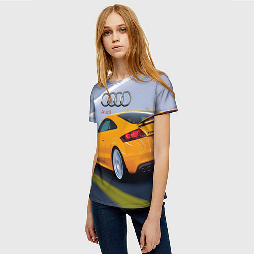 Женская футболка Audi TT мчится в тоннеле / 3D-принт – фото 3
