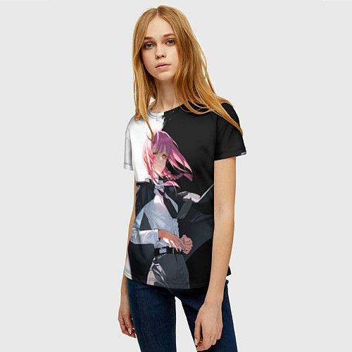 Женская футболка Макима - Два цвета - Человек бензопила / 3D-принт – фото 3