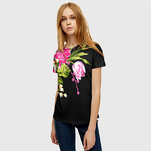 Женская футболка Букет цветов / 3D-принт – фото 3