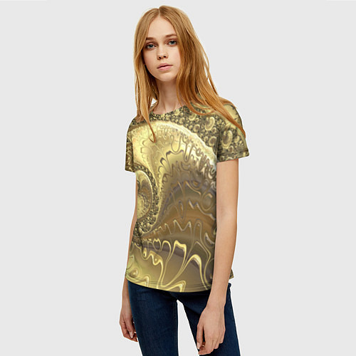 Женская футболка Золотая абстракция / 3D-принт – фото 3