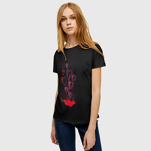 Женская футболка Сердца, истекающие кровью / 3D-принт – фото 3