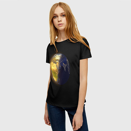 Женская футболка Планета Земля, день и ночь / 3D-принт – фото 3