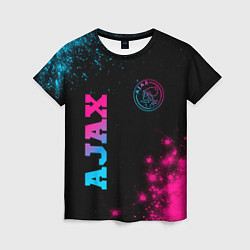 Футболка женская Ajax - neon gradient: надпись, символ, цвет: 3D-принт