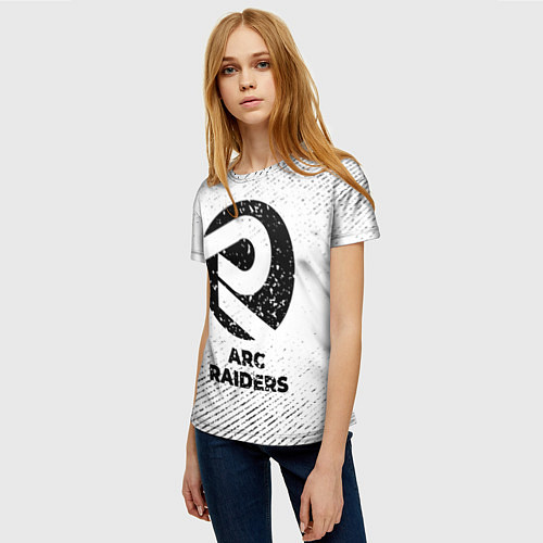 Женская футболка ARC Raiders с потертостями на светлом фоне / 3D-принт – фото 3