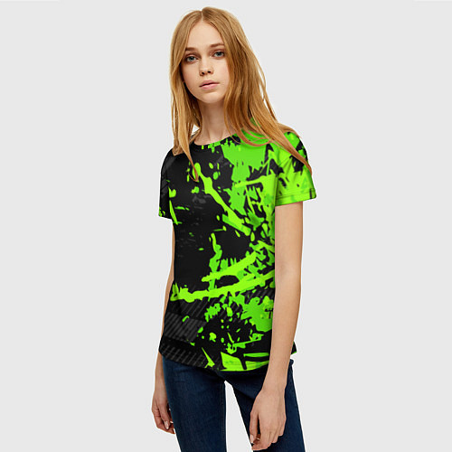 Женская футболка Black & Green / 3D-принт – фото 3