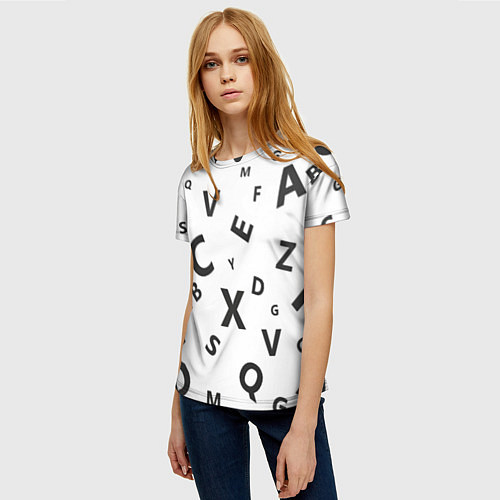 Женская футболка Английский алфавит / 3D-принт – фото 3