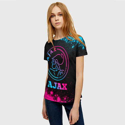 Женская футболка Ajax - neon gradient / 3D-принт – фото 3