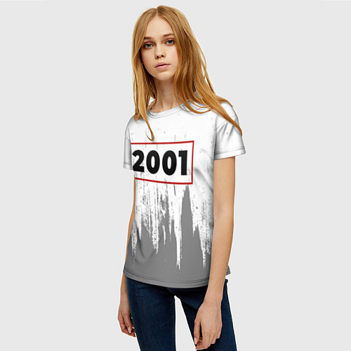 Женская футболка 2001 - в красной рамке на светлом / 3D-принт – фото 3