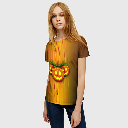 Женская футболка Тыквы-Хэллоуин / 3D-принт – фото 3