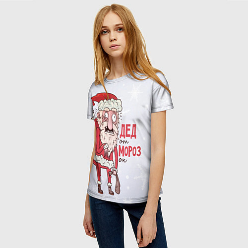 Женская футболка Отмороженный дед Мороз / 3D-принт – фото 3
