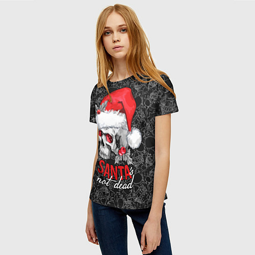 Женская футболка Skull in red hat, Santa is not dead / 3D-принт – фото 3
