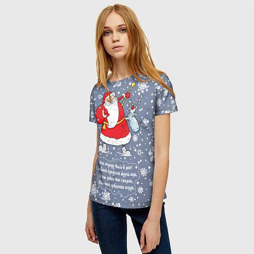 Женская футболка Дед Мороз шутит / 3D-принт – фото 3