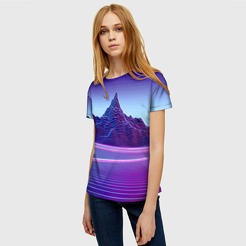 Женская футболка Neon mountains - Vaporwave / 3D-принт – фото 3