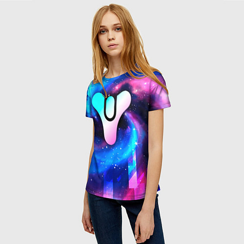 Женская футболка Destiny неоновый космос / 3D-принт – фото 3