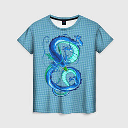 Футболка женская Синий дракон в форме цифры 8, цвет: 3D-принт