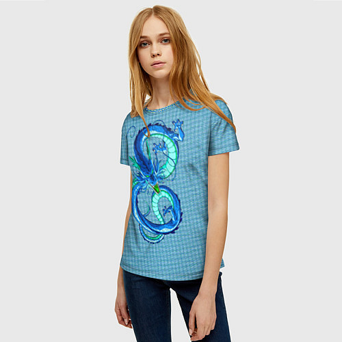 Женская футболка Синий дракон в форме цифры 8 / 3D-принт – фото 3