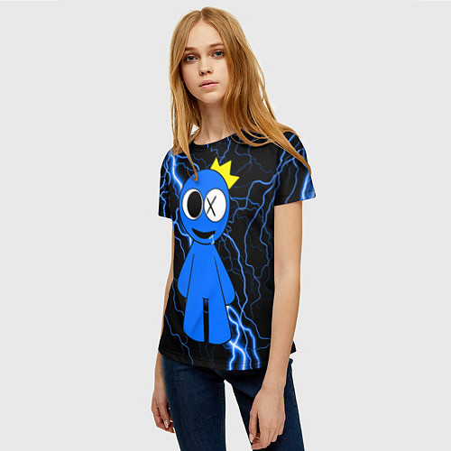 Женская футболка Радужные друзья Синий молния / 3D-принт – фото 3
