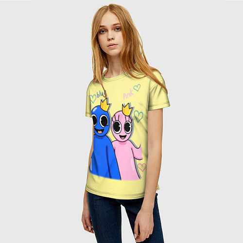 Женская футболка Радужные друзья: Синий и Розовая / 3D-принт – фото 3