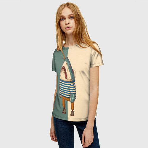 Женская футболка Акула-моряк / 3D-принт – фото 3