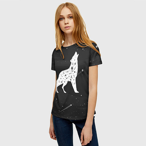 Женская футболка Созвездие волка - волк из звезд / 3D-принт – фото 3