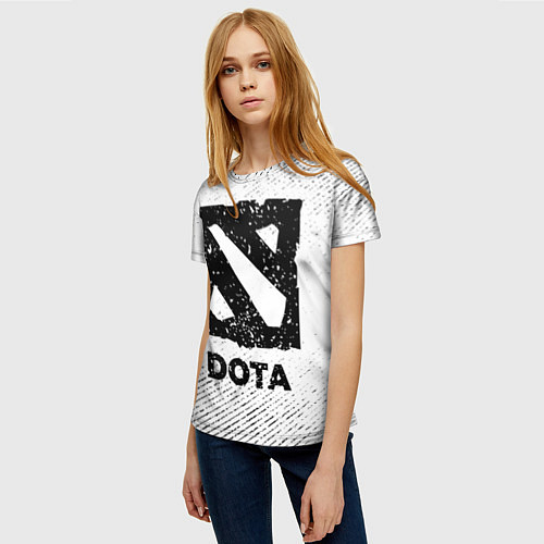 Женская футболка Dota с потертостями на светлом фоне / 3D-принт – фото 3