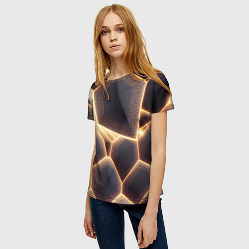 Женская футболка Сотовая лава / 3D-принт – фото 3