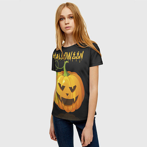 Женская футболка Halloween : тыква / 3D-принт – фото 3