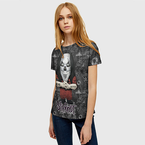 Женская футболка Slipknot серый абстрактный фон / 3D-принт – фото 3