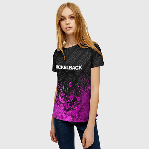 Женская футболка Nickelback rock legends: символ сверху / 3D-принт – фото 3