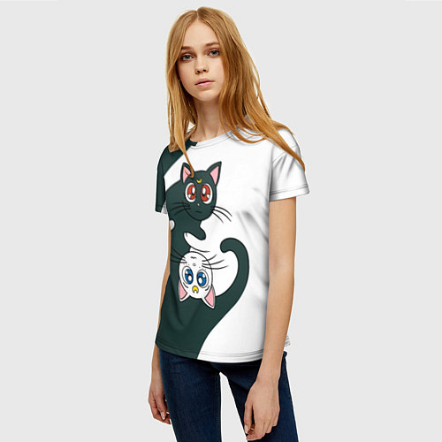 Женская футболка Луна и Артемис инь-янь / 3D-принт – фото 3