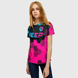 Футболка женская Jeep - neon gradient: символ сверху, цвет: 3D-принт — фото 2