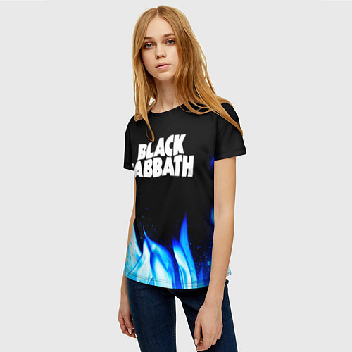 Женская футболка Black Sabbath blue fire / 3D-принт – фото 3