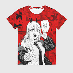 Женская футболка Пауэр - Кадры манги - Иероглифы