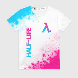 Футболка женская Half-Life neon gradient style: надпись, символ, цвет: 3D-принт