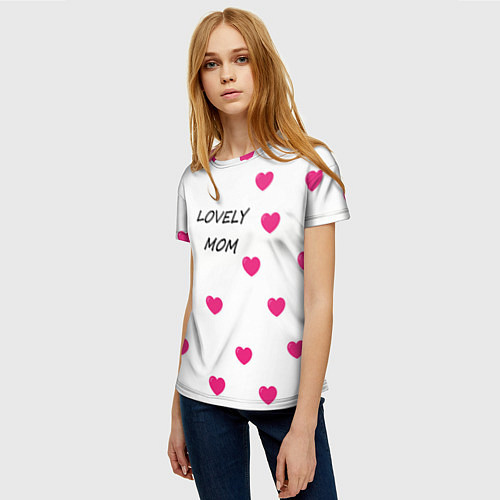 Женская футболка LOVELY MOM / 3D-принт – фото 3