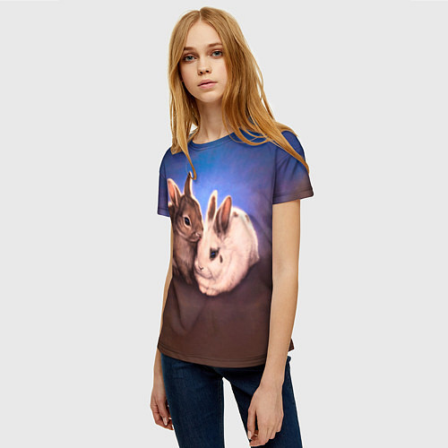 Женская футболка Кроличьи нежности / 3D-принт – фото 3