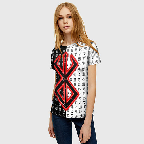 Женская футболка Клеймо жертвы - иероглифы / 3D-принт – фото 3