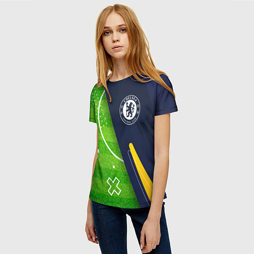Женская футболка Chelsea football field / 3D-принт – фото 3